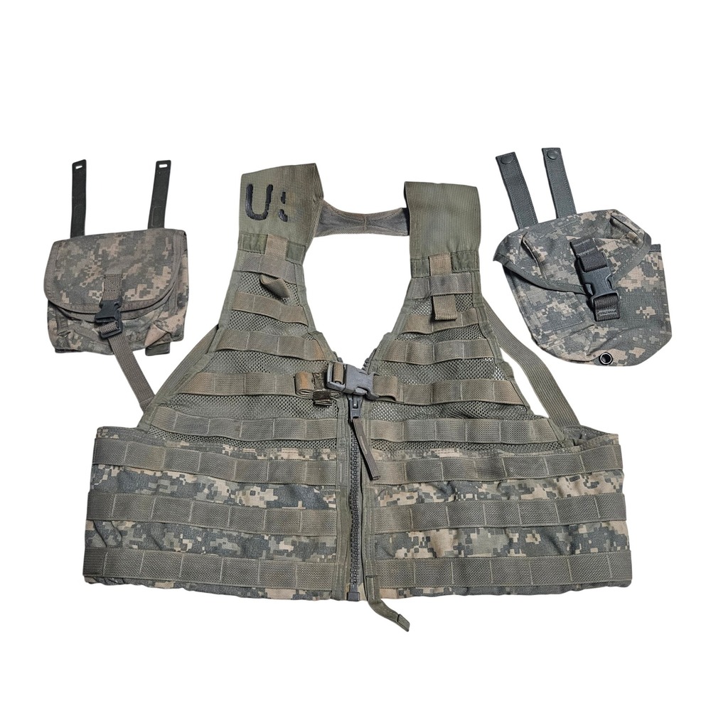 US Military FLC Fighting Load Carrier Tactical Vest ACU Digital Camo w/ Pouches